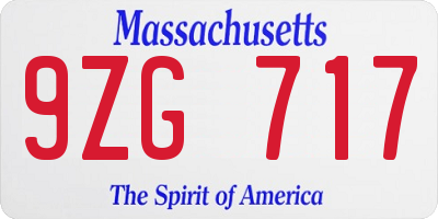 MA license plate 9ZG717