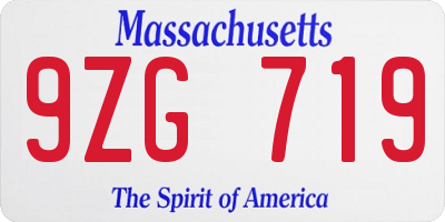 MA license plate 9ZG719