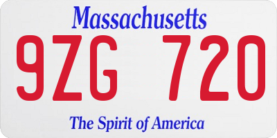 MA license plate 9ZG720