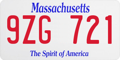MA license plate 9ZG721