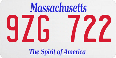 MA license plate 9ZG722