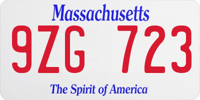 MA license plate 9ZG723