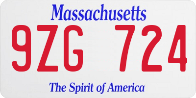 MA license plate 9ZG724
