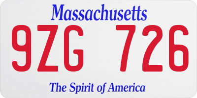 MA license plate 9ZG726