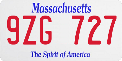 MA license plate 9ZG727