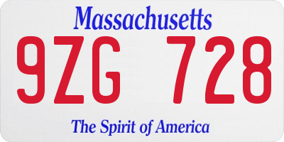 MA license plate 9ZG728