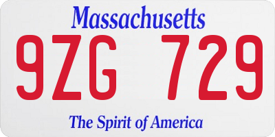 MA license plate 9ZG729