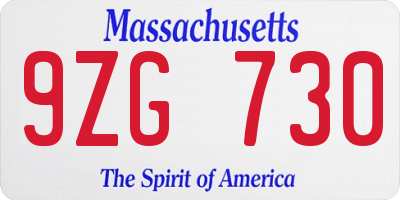MA license plate 9ZG730