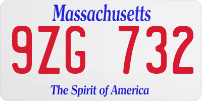 MA license plate 9ZG732