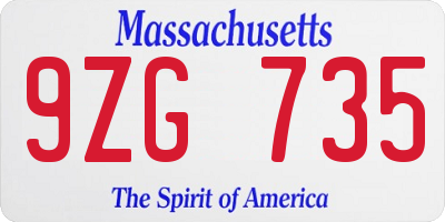 MA license plate 9ZG735