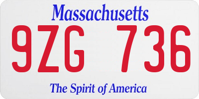 MA license plate 9ZG736