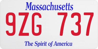 MA license plate 9ZG737