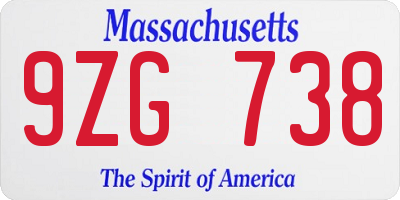 MA license plate 9ZG738