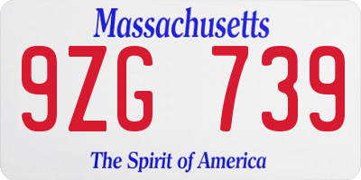 MA license plate 9ZG739