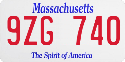 MA license plate 9ZG740