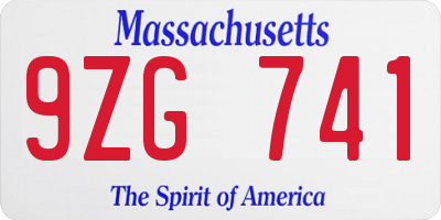 MA license plate 9ZG741