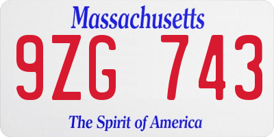 MA license plate 9ZG743