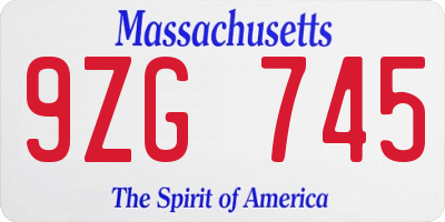 MA license plate 9ZG745