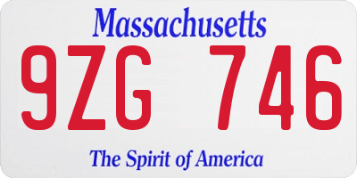 MA license plate 9ZG746