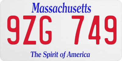 MA license plate 9ZG749