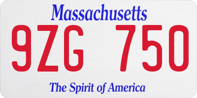 MA license plate 9ZG750