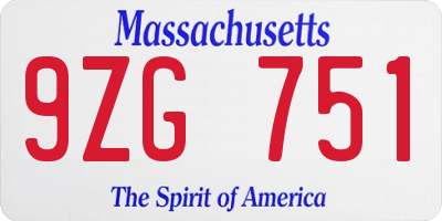 MA license plate 9ZG751