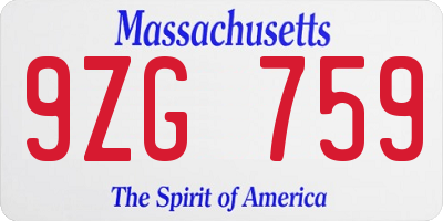 MA license plate 9ZG759