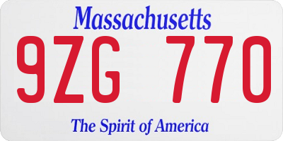 MA license plate 9ZG770