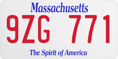 MA license plate 9ZG771