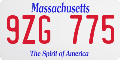 MA license plate 9ZG775