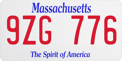 MA license plate 9ZG776