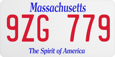 MA license plate 9ZG779