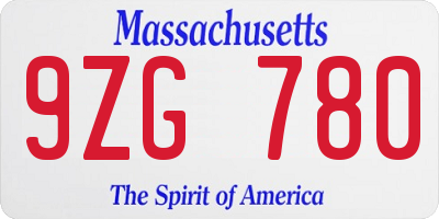 MA license plate 9ZG780