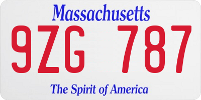 MA license plate 9ZG787