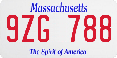 MA license plate 9ZG788