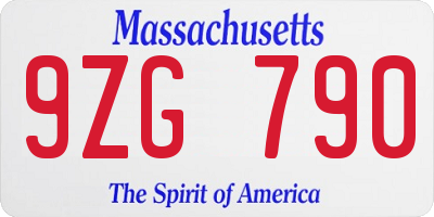 MA license plate 9ZG790