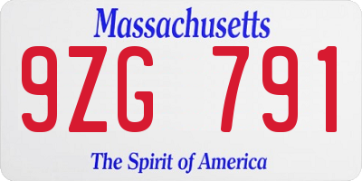 MA license plate 9ZG791