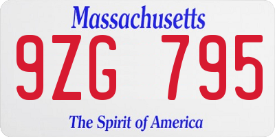MA license plate 9ZG795