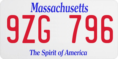 MA license plate 9ZG796