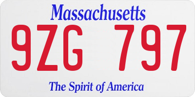 MA license plate 9ZG797