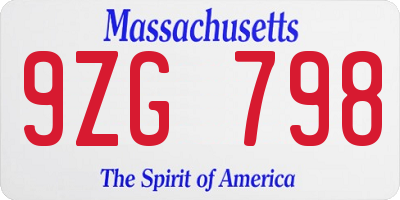 MA license plate 9ZG798
