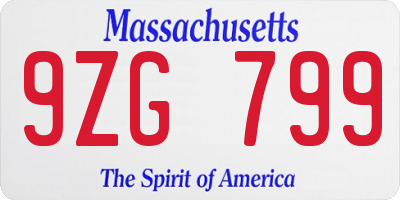 MA license plate 9ZG799