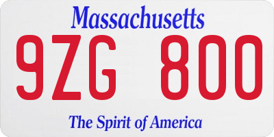 MA license plate 9ZG800