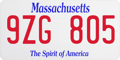 MA license plate 9ZG805