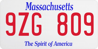 MA license plate 9ZG809
