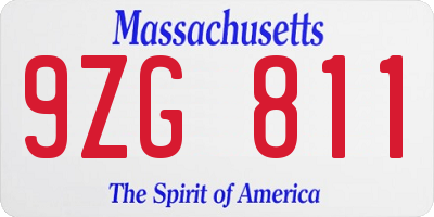 MA license plate 9ZG811