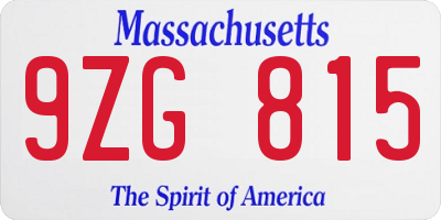 MA license plate 9ZG815