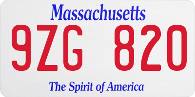 MA license plate 9ZG820
