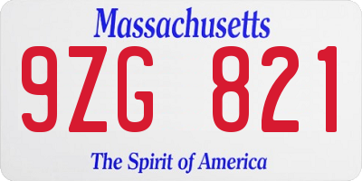 MA license plate 9ZG821