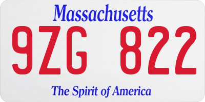 MA license plate 9ZG822
